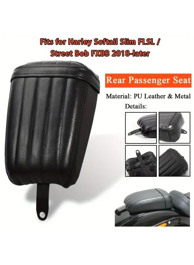 Premium Black PU Leather Motorcycle Rear Passenger Seat Cushion For Harley Davidson FXBB FXST FXBBS Models - Image 1